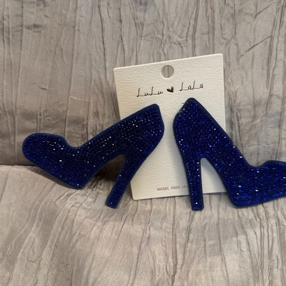 Blue Glitter Women's Shoe earrings - Picture 4 of 4